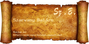 Szarvasy Balázs névjegykártya
